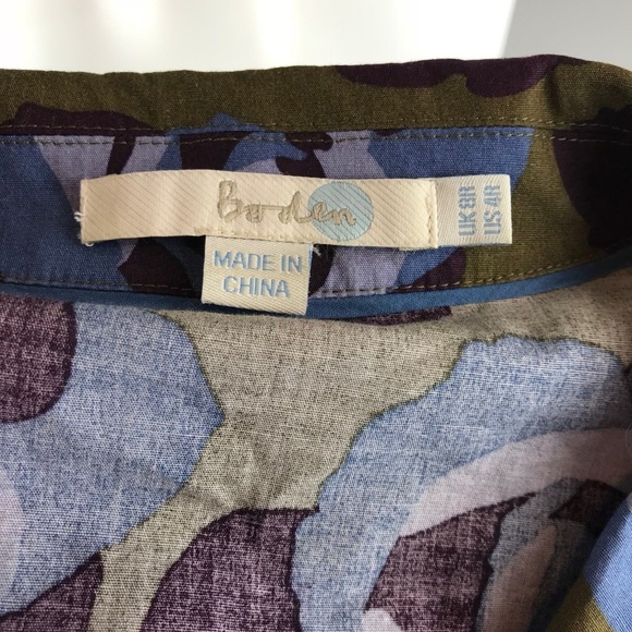 Boden Riviera Floral Shirt Dress Roses Belt Size 4 - Picture 8 of 8